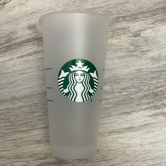 2020 Starbucks Clear w Green & White Logo Plastic Reusable Cold Venti 24 Oz Cup - Picture 1 of 8